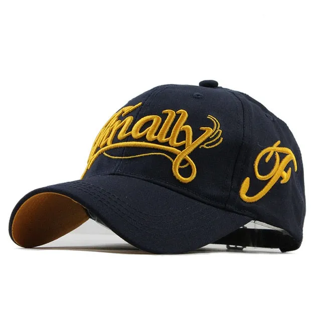 100% Cotton Finally Embroidered Letter Baseball Cap