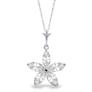 1.4 Carat 14K Solid White Gold Immaculate White Topaz Necklace