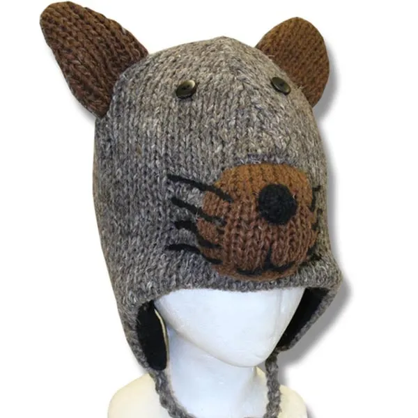 Animal Head Tuques for Kids. 100% Wool with fleece lining. Handmade in Nepal.