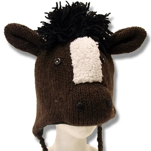 Animal Head Tuques for Kids. 100% Wool with fleece lining. Handmade in Nepal.