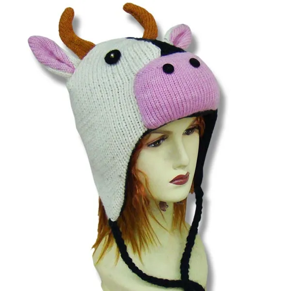 Animal Head Tuques for Kids. 100% Wool with fleece lining. Handmade in Nepal.