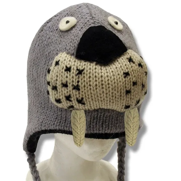 Animal Head Tuques for Kids. 100% Wool with fleece lining. Handmade in Nepal.