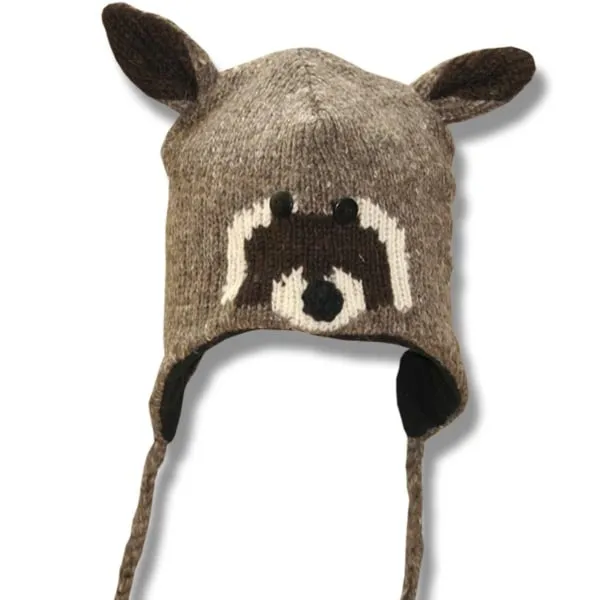 Animal Head Tuques for Kids. 100% Wool with fleece lining. Handmade in Nepal.