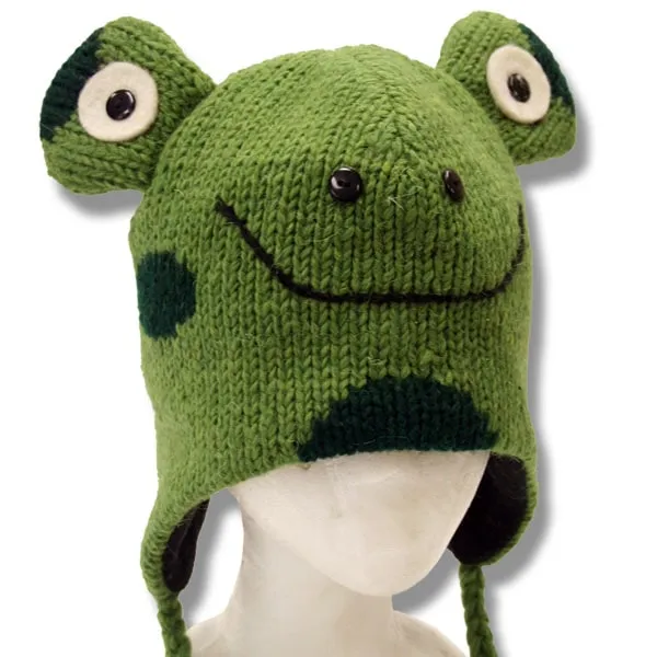 Animal Head Tuques for Kids. 100% Wool with fleece lining. Handmade in Nepal.