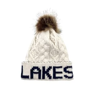 Aran Diamond Cable The Lakes Pom Pom Hat