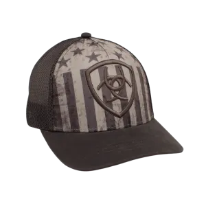 Ariat M&F Grey US Flag Mesh Embroidered Logo Cap