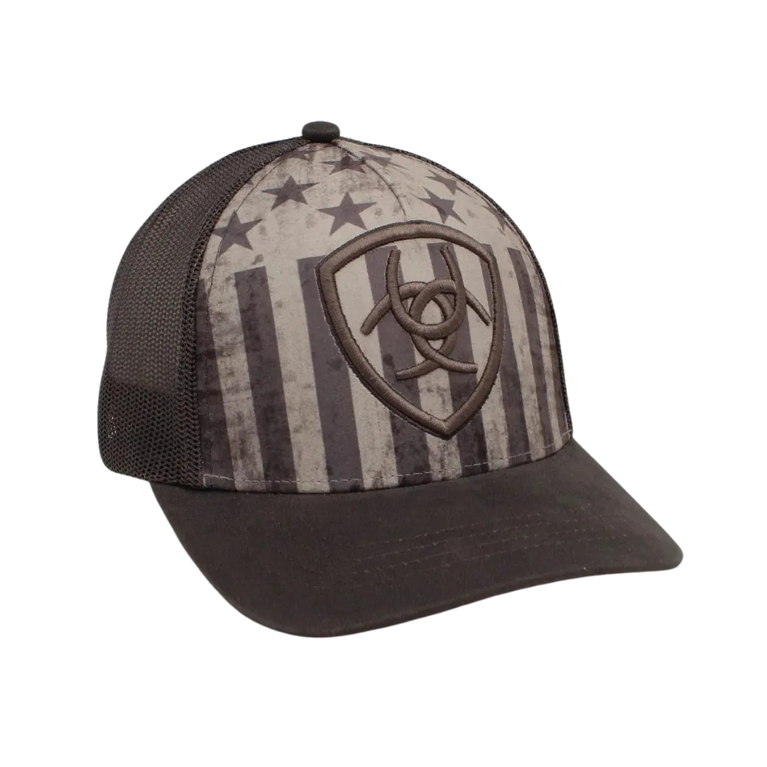 Ariat M&F Grey US Flag Mesh Embroidered Logo Cap