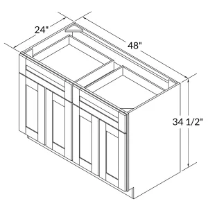 Base Kitchen Cabinet B48 Colonial Gray LessCare 48 in. width 34.5 in. height 24 in. depth