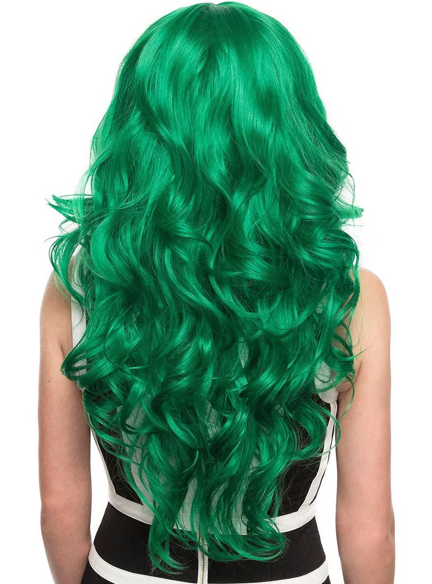 Emerald Jade Green Long Curly Heat Resistant Womens Fashion Wig