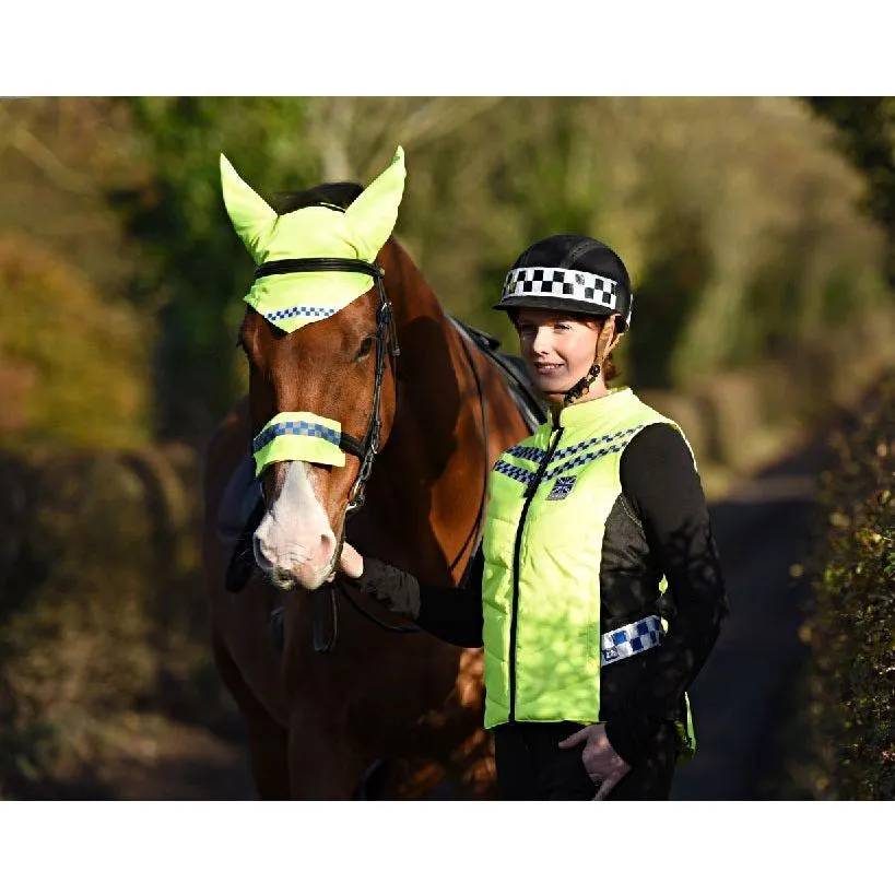 Equisafety POLITE Hi Vis Hat Band - BLACK Chequer Tape