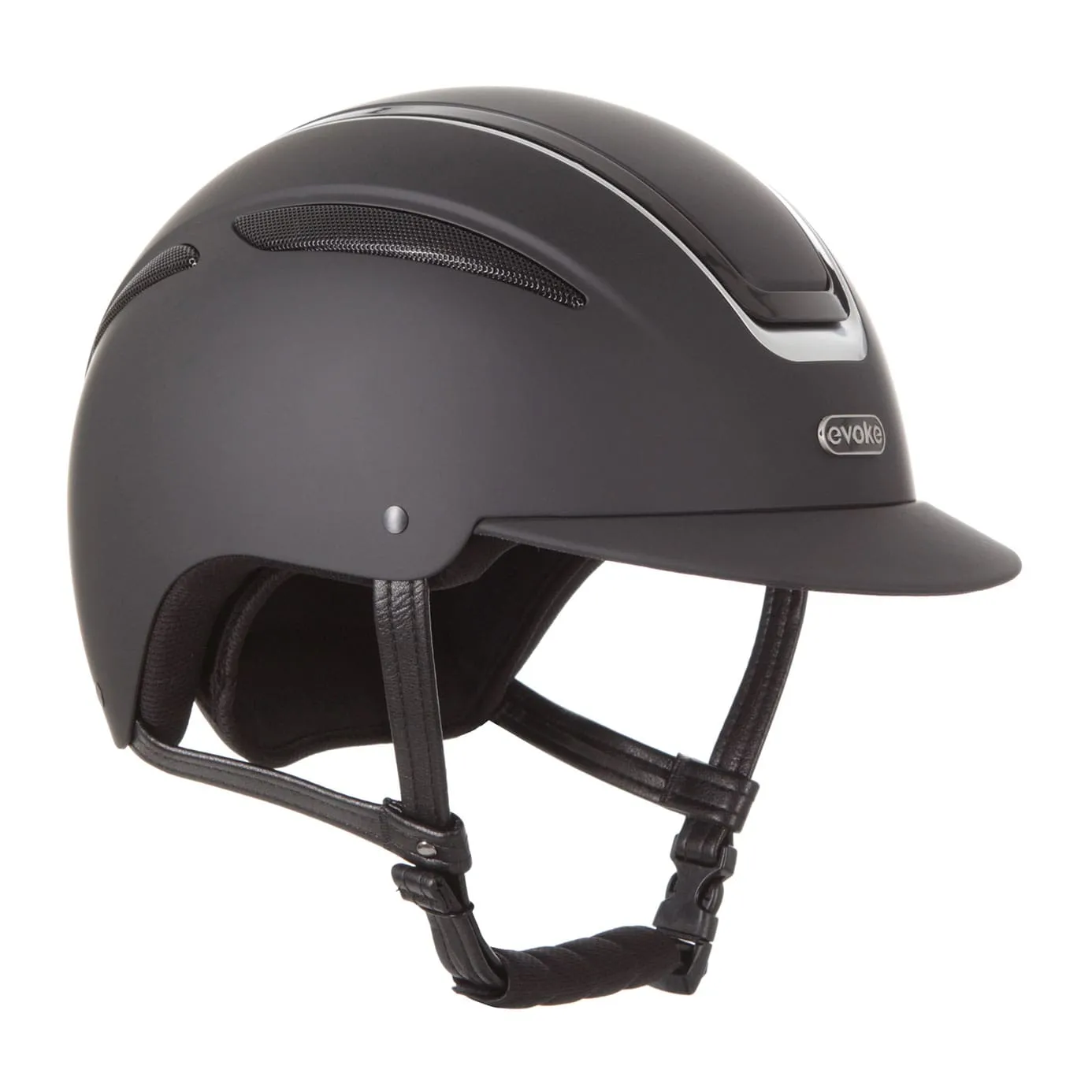 Evoke Callisto Classic Peak Riding Hat - Black/Silver