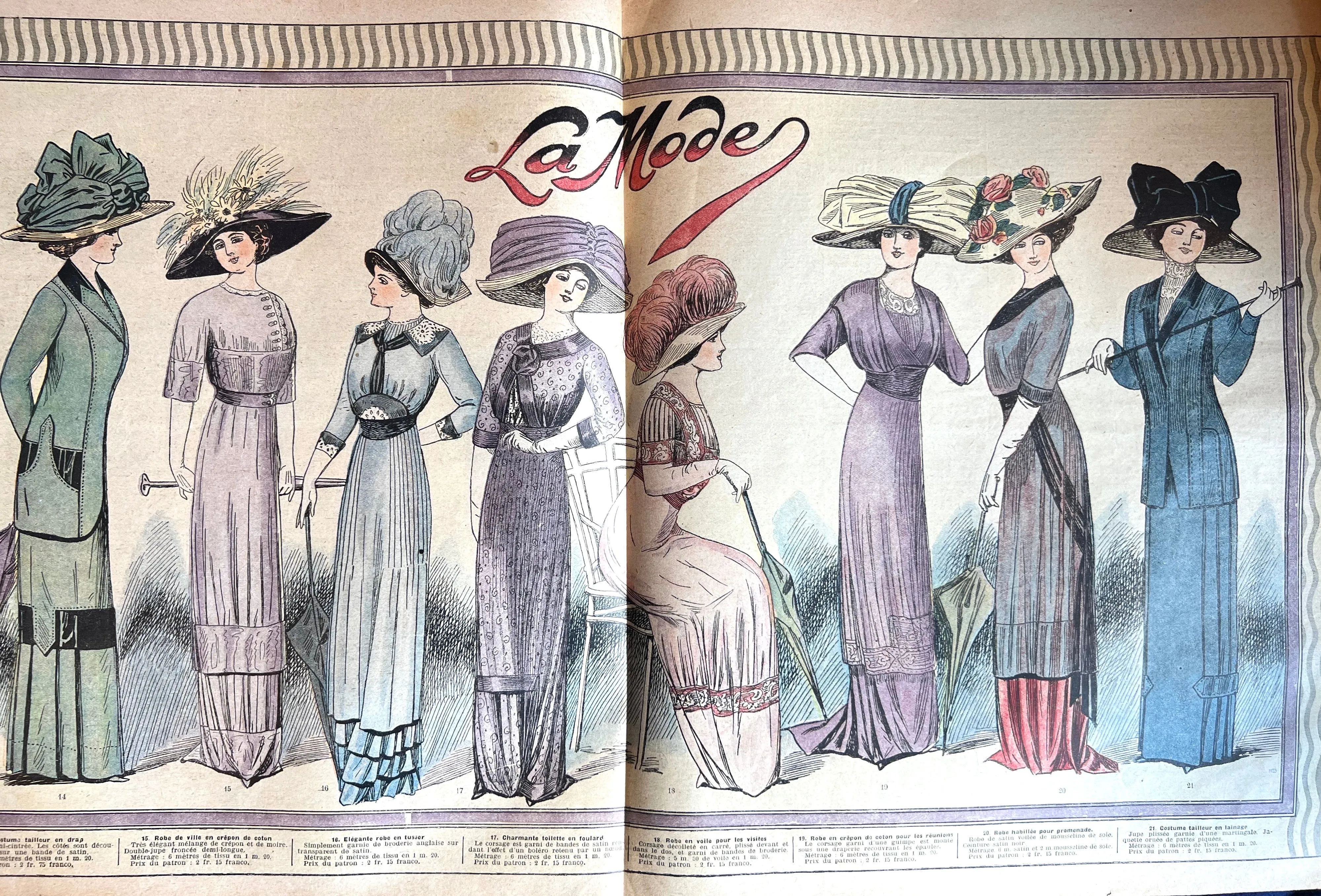 Glorious Fashions from 114 years ago - July 1910 French Fashion Paper La Mode