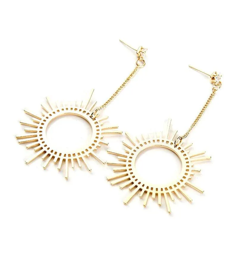 Gold Sun Dangle Earrings for Women