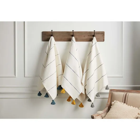 Gray Tassel Stripe Throw