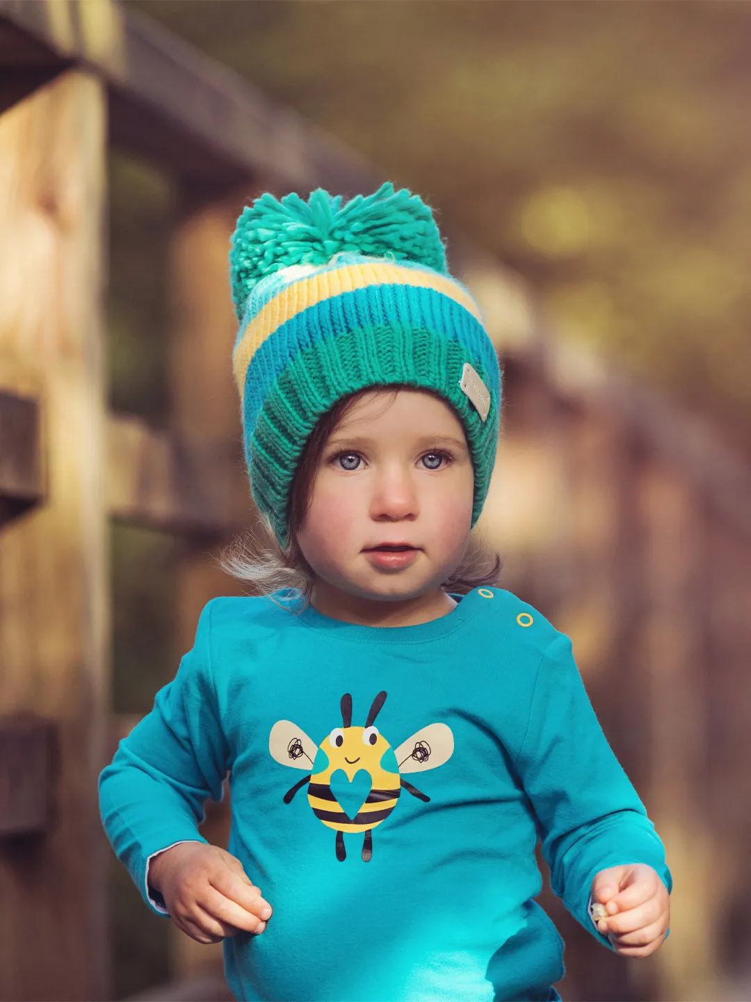 Green and Mustard Bobble Hat