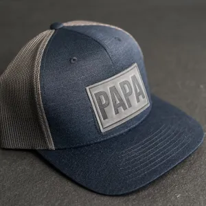 Leather Patch Performance Style Trucker Hat - Papa Stamp