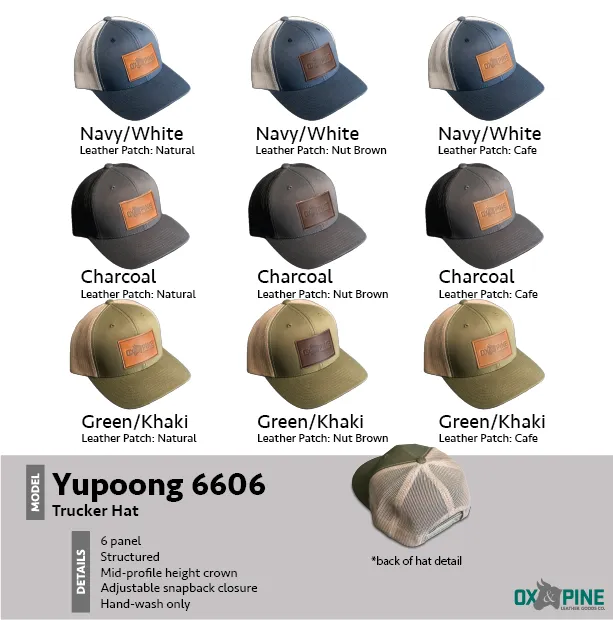 Leather Patch Trucker Style Hat - Bison Stamp