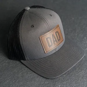 Leather Patch Trucker Style Hat - Dad Stamp