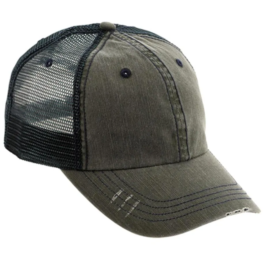 Low Profile Herringbone Cotton Twill Soft Mesh Trucker Hats