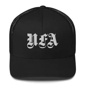 NFA White Embroidery Trucker Cap