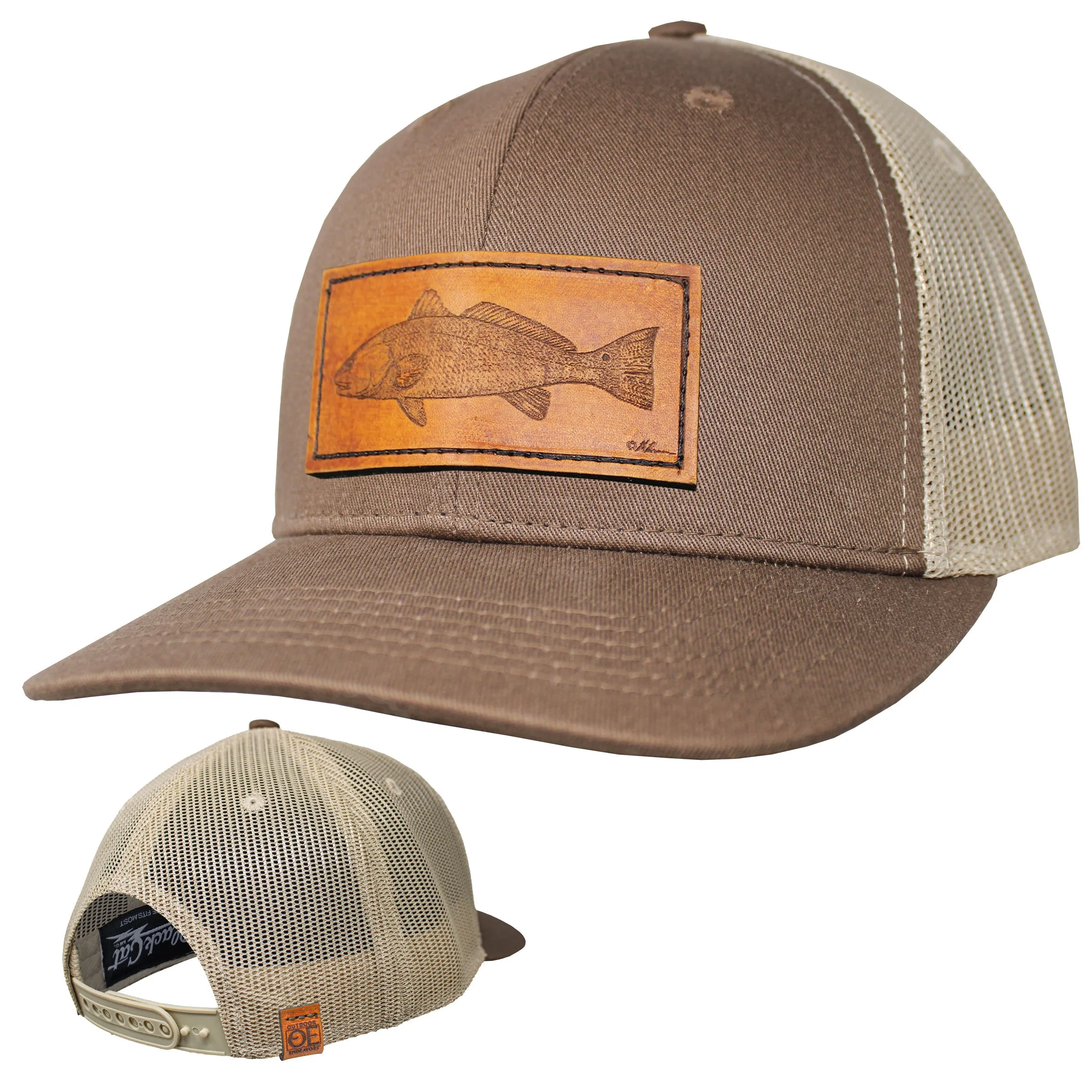 OE - Performance Trucker Hat - Redfish Leather Patch