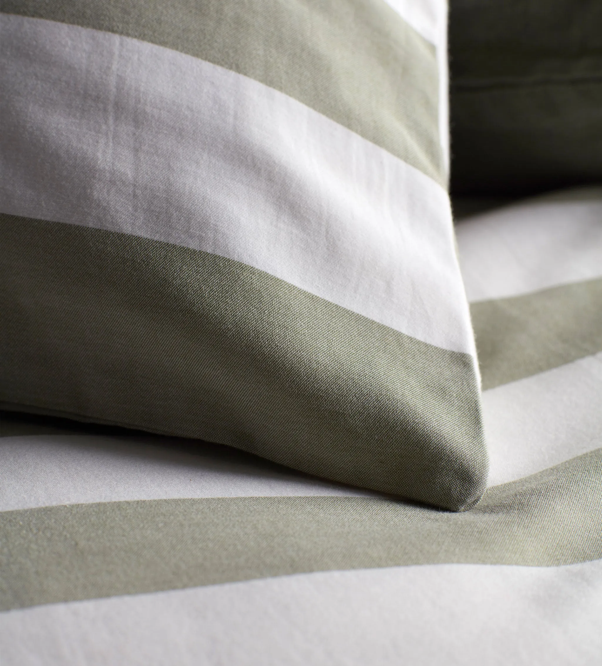 Olive Green Piper Stripe 100% Cotton Housewife Pillowcase