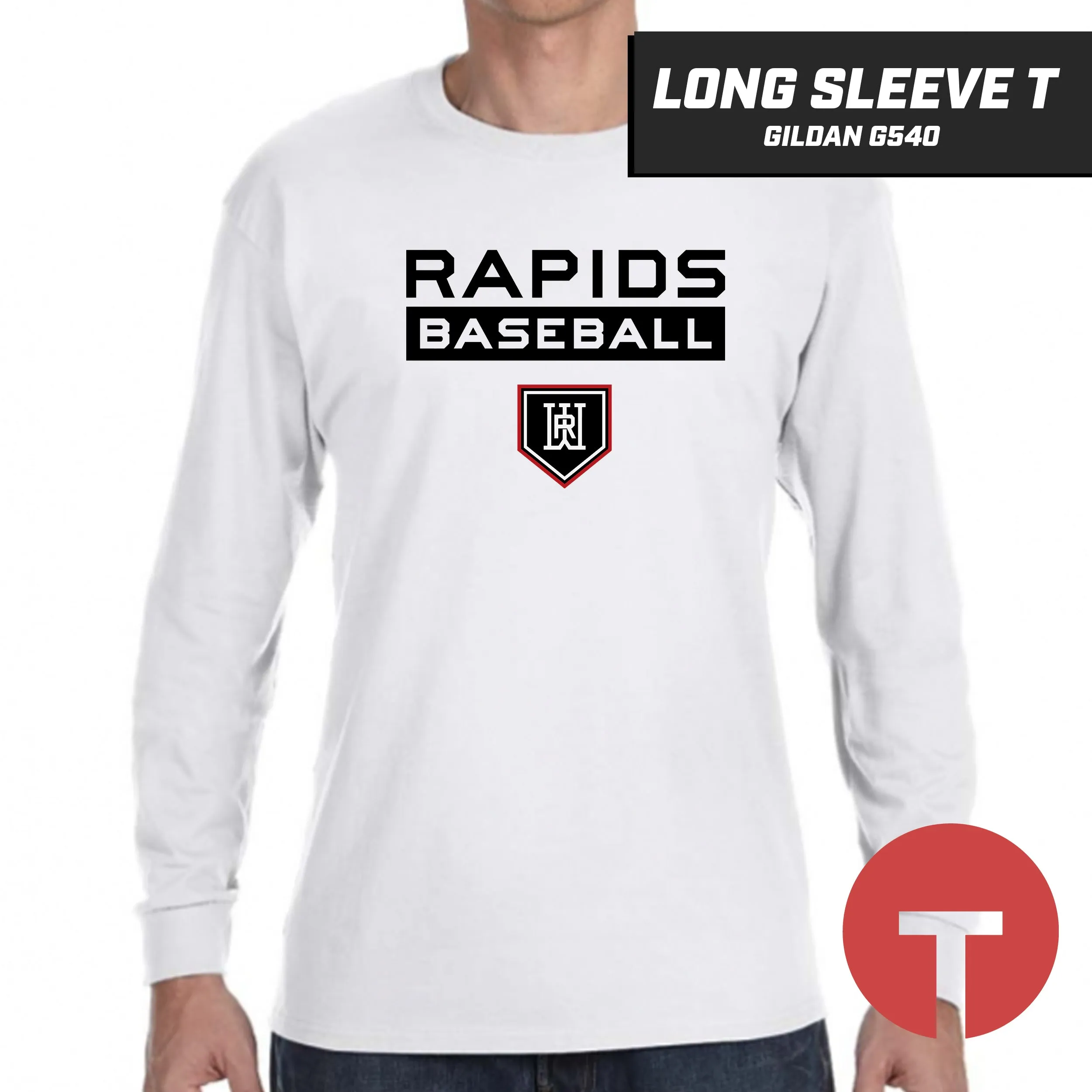 Rapids Baseball - Long-Sleeve T-Shirt Gildan G540 - LOGO 4