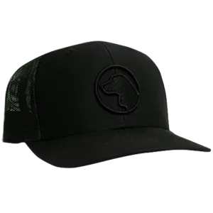 Richardson 112 Black Trucker Hat with Brown Dog Logo