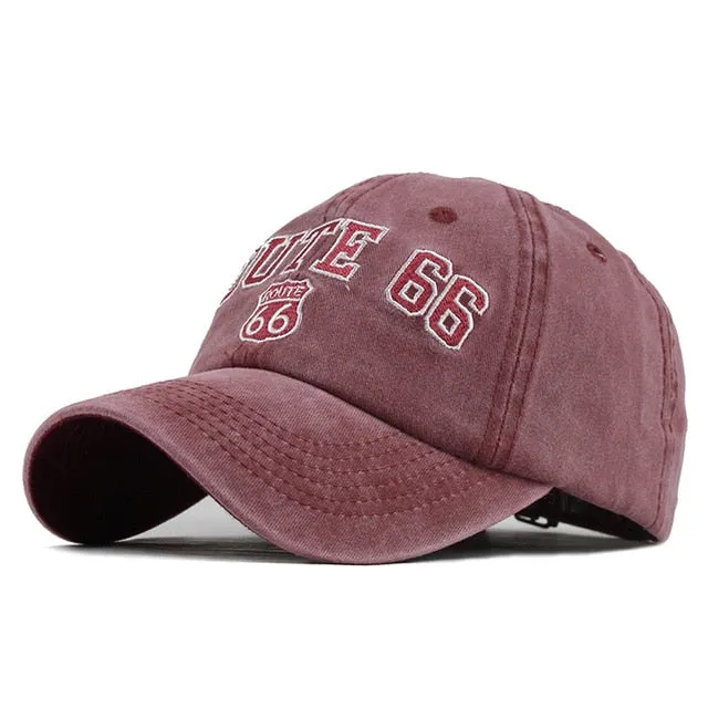 Route 66 Patched Embroidered Snapback Baseball Cap