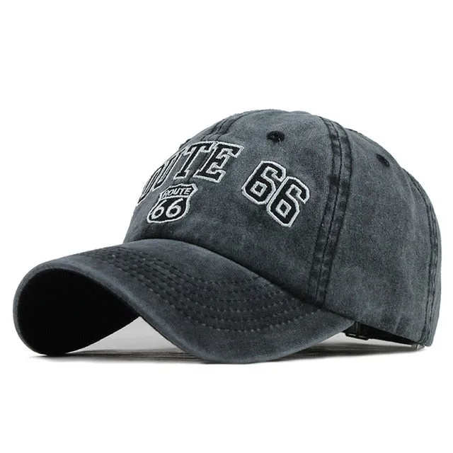 Route 66 Patched Embroidered Snapback Baseball Cap