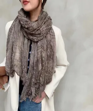 Scarf Long Crinkle Ethnic Boho Pattern