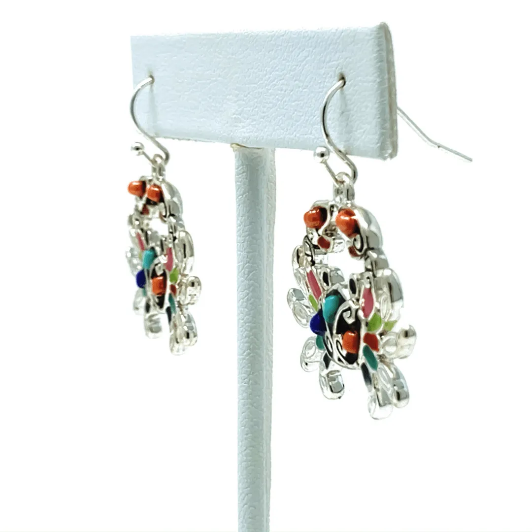 Silver Crab Seed Bead Dangle Earrings