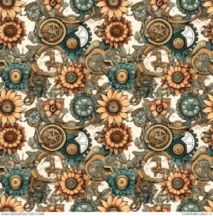 Steampunk Floral 10 Printed Vinyl Sheet-Tumbler Wrap