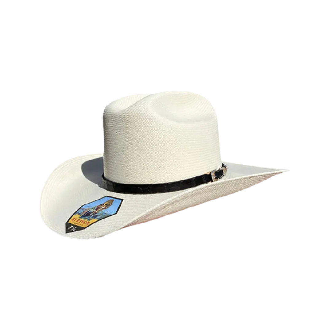 Stetson 5000x El Jefe White Straw Hat with Black Band - Premium Quality, Stylish Summer Accessory