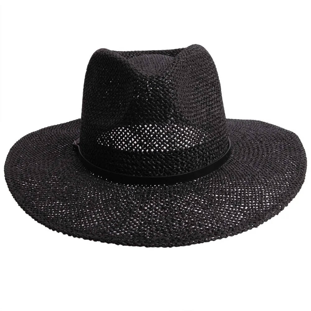 Titus | Mens Black Wide Brim Straw Sun Hat