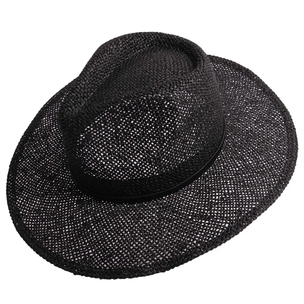 Titus | Mens Black Wide Brim Straw Sun Hat