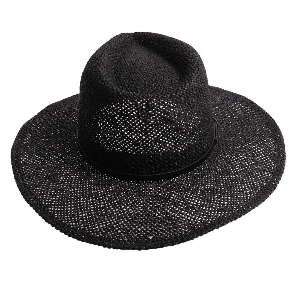 Titus | Mens Black Wide Brim Straw Sun Hat