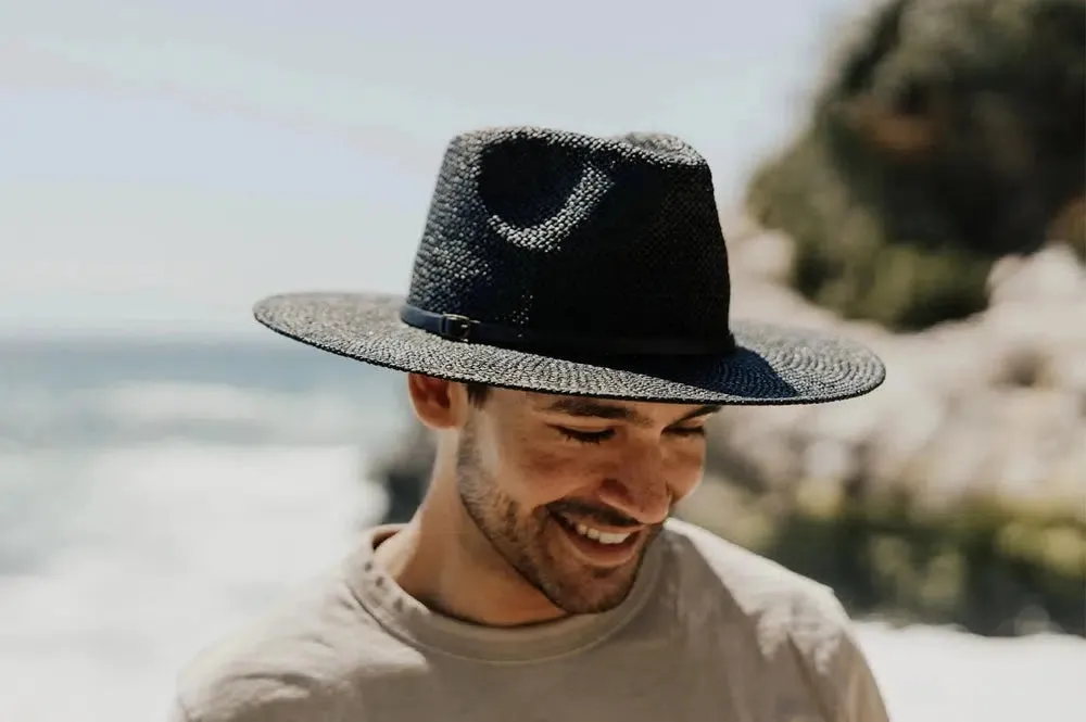 Titus | Mens Black Wide Brim Straw Sun Hat