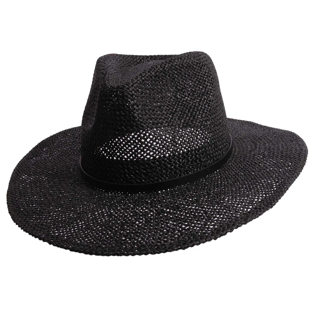 Titus | Mens Black Wide Brim Straw Sun Hat