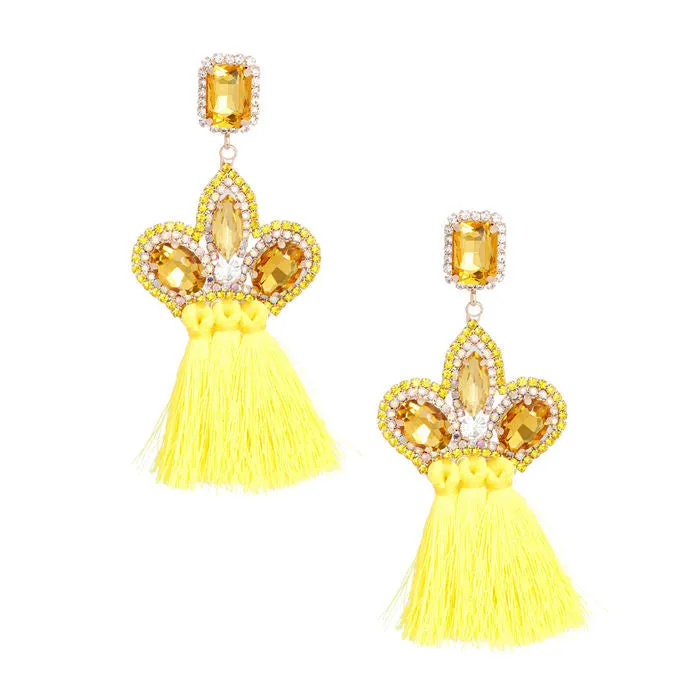 Triple Tassel Stone Earrings