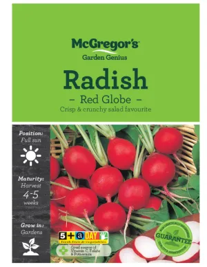 Vegetable Seeds, McGregor's, Radish Red Globe