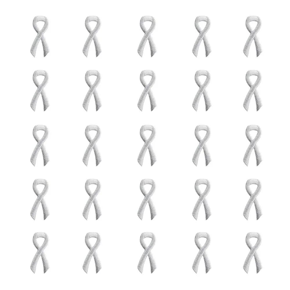 White Ribbon Embroidered Stick-ons - 25-pack