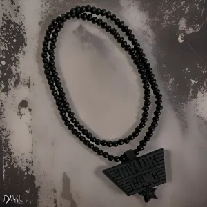 WOOD BEADED NECKLACE & PENDANT SET *TAYLOR GANG* (BLACK)