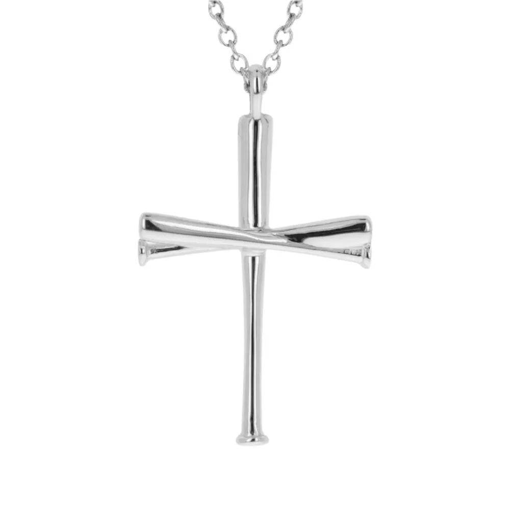 XL Baseball Bat Cross Necklace | Sterling Silver