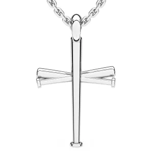 XL Baseball Bat Cross Necklace | Sterling Silver