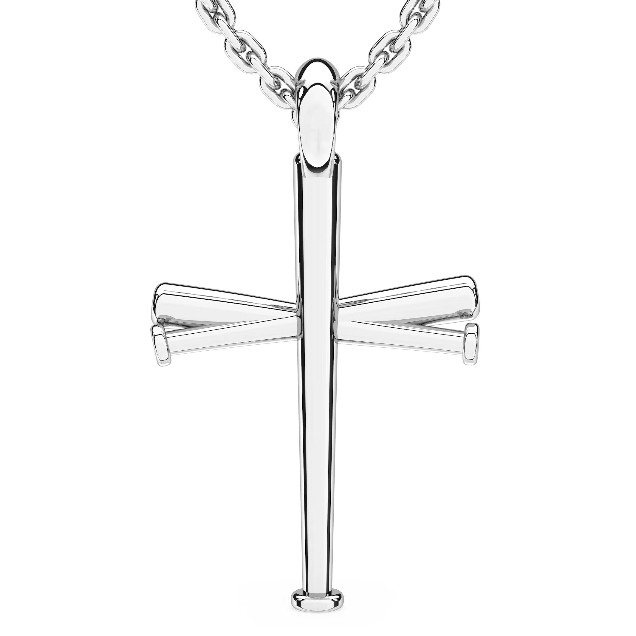 XL Baseball Bat Cross Necklace | Sterling Silver