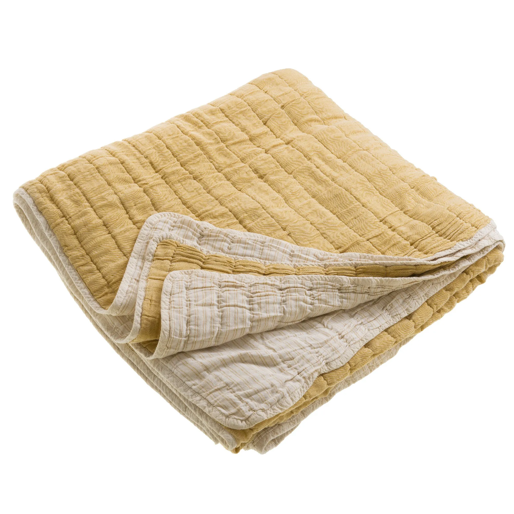 Yellow Vivienne 100% Cotton Quilted Throw